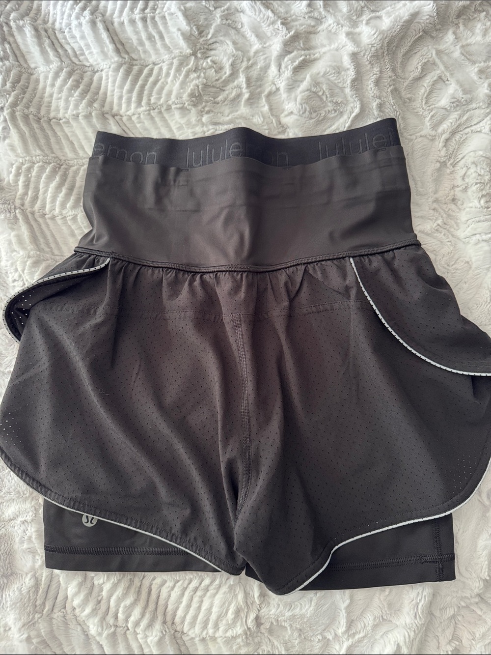 lululemon athletica Black Layered Perforated Skort with Reflective Piping